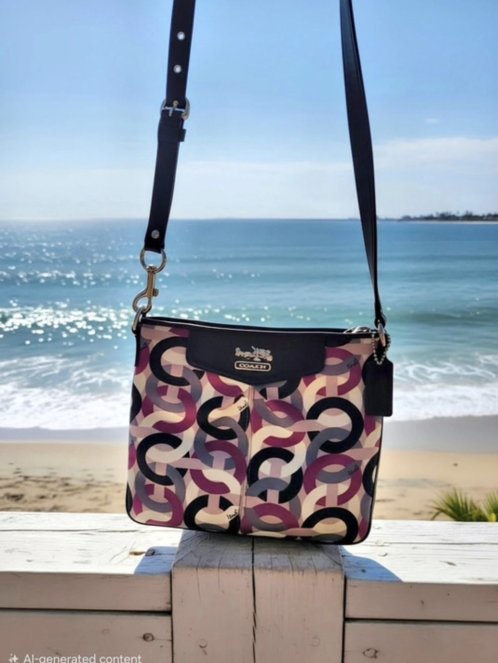 Coach Geometric Crossbody in Purple & Black